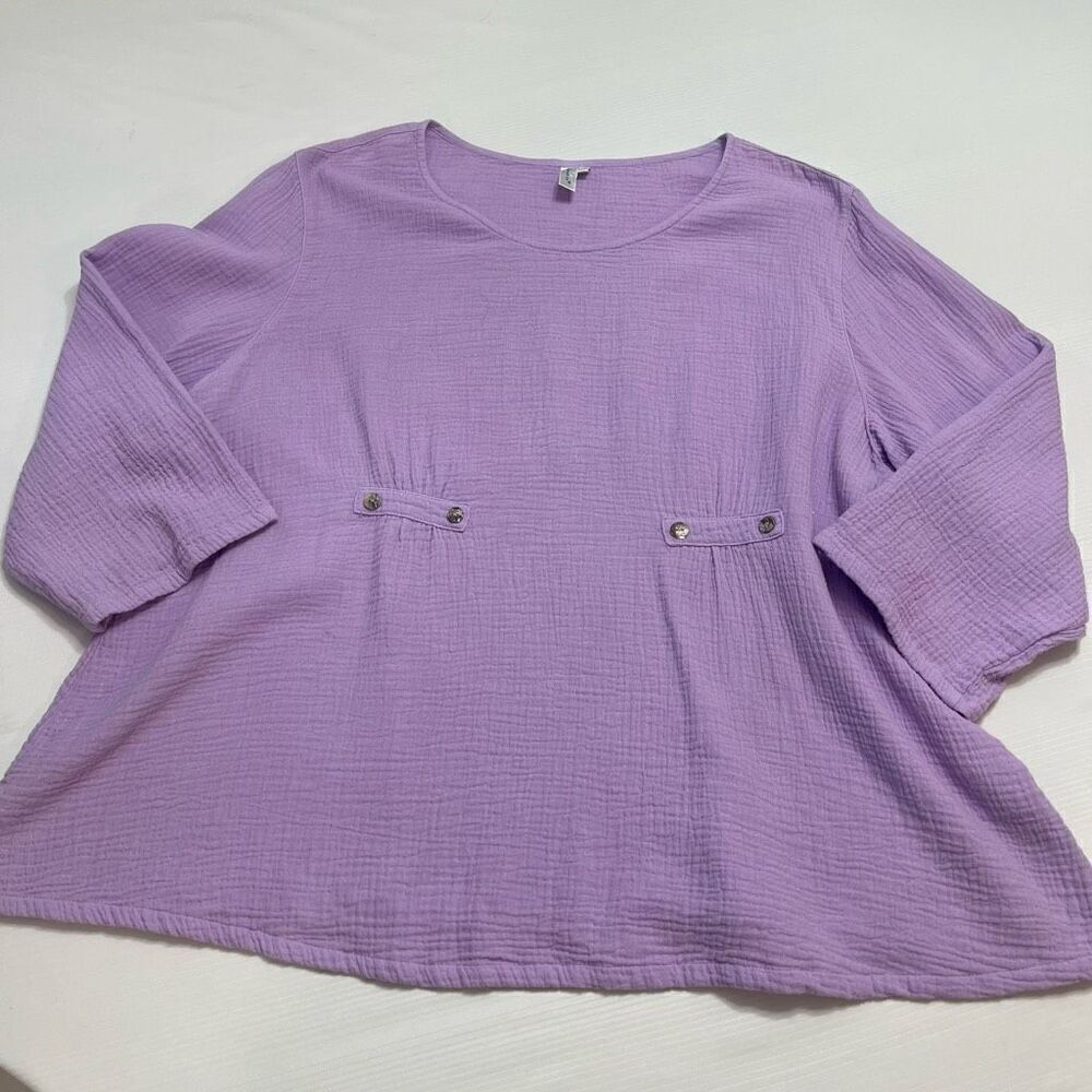 Kleen Lilac Lavender Purple Lagenlook Art To Wear Top Blouse Size XL